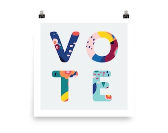 Vote Poster | Vote Sign | Dorm Room Art | Political Art | Activist Art | Voter Gift | Square Art Print | Political Decor