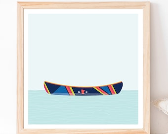 Minnesota Canoe Art Print: Lake Cabin Decor