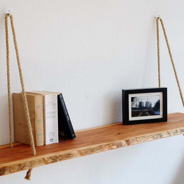 Unique hanging shelf made of oak wood / bookshelf / wall shelf
