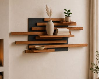 Wall shelf oak slat shelf No. 02