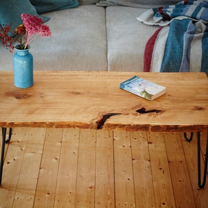 unique coffee table oak tree edge | Sideboard unique | Hairpin legs | Table oak | rustic design handmade tree trunk table