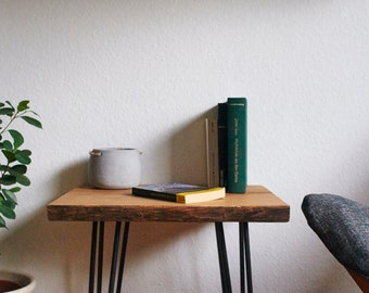 Side table oak / living room table / hairpin legs / unique
