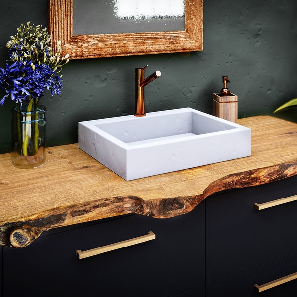 Dessus de vanité en une seule pièce de bord de chêne rustique / dessus de table / lavabo en bois massif dessus de table basse en bois massif bord naturel