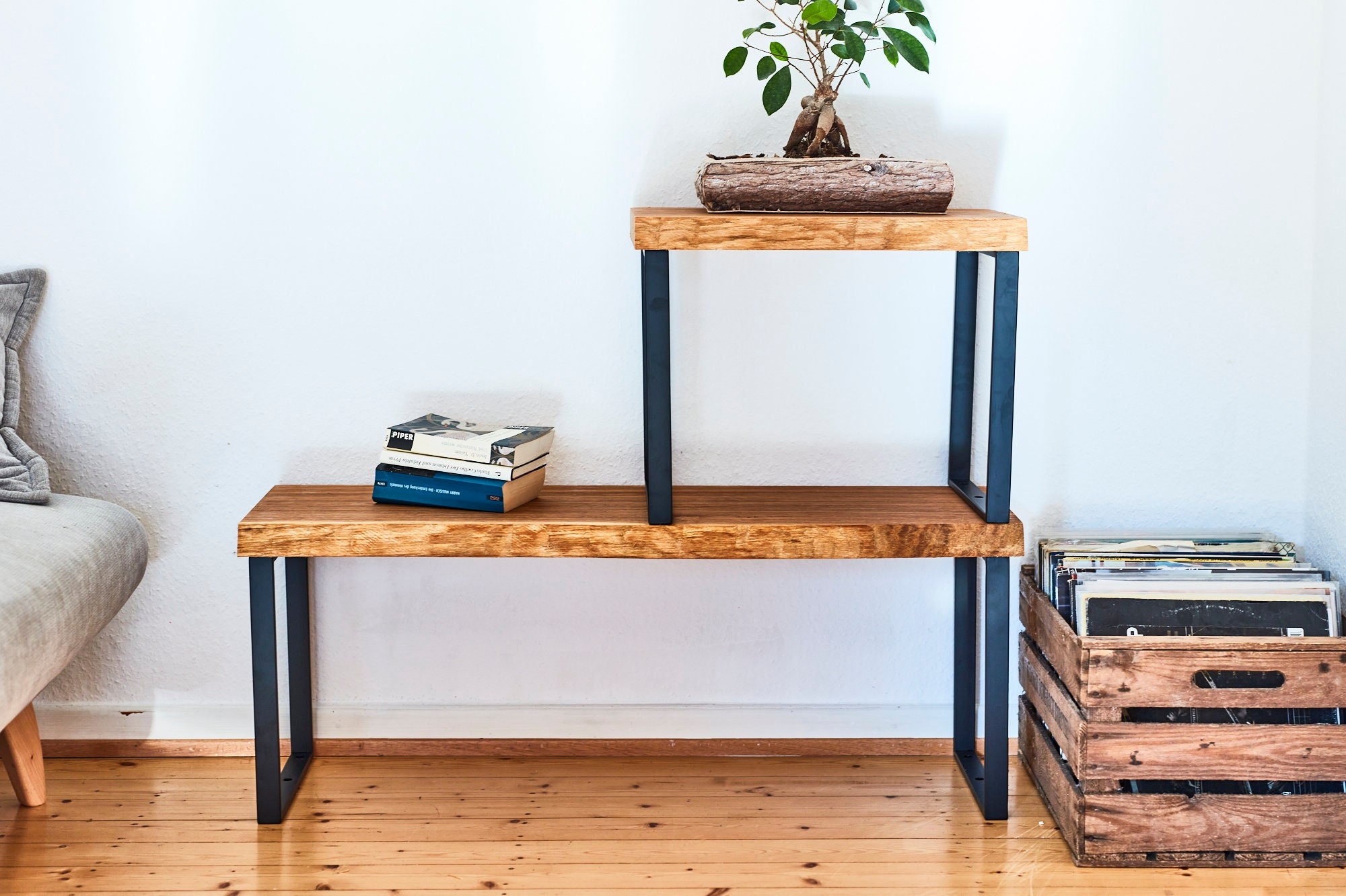 Étagère Modulaire Sideboard Bord Naturel Commode Chêne Industrial Bibliothèque