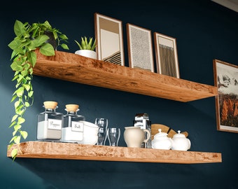 floating wall shelf made of oak wood with fastening high load capacity bookshelf wall board oak tree edge rustic solid
