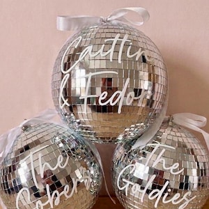 Silver Personalised Disco Ball Name Sign | Custom Mirror Name Decoration | Party Decor UK | Birthday Hen Party Wedding Table Decor