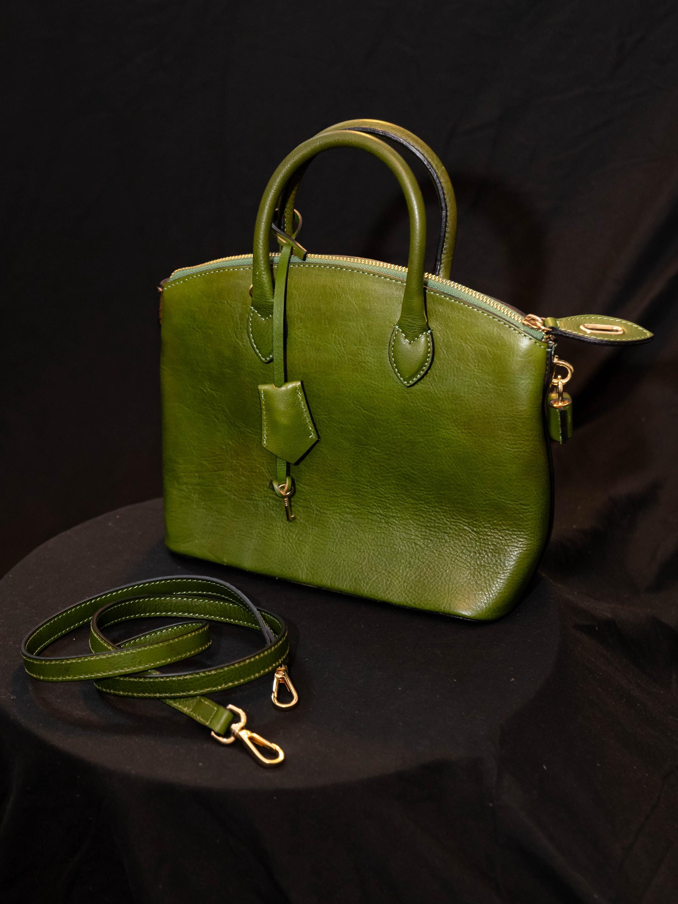 Olive Green Leather Coach Bag - Etsy