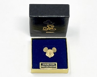 1980's Vintage Disneyland Mickey Mouse Tie Tack Pin Sterling Silver New in Box Authentic Disney Souvenirs Gifts for Christmas Xmas