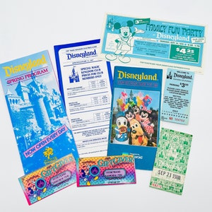 Vintage Disneyland Ephemera Lot: 1970s-80s Brochure, Ticket, Map Souvenirs