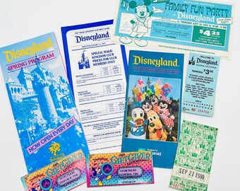 Vintage Disneyland Ephemera Lot: 1970s-80s Brochure, Ticket, Map Souvenirs