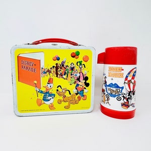 1970&#39;s Aladdin Disney On Parade Vintage Metal Lunchbox Authentic Walt Disney Productions Gifts for Christmas Xmas Kids Collectors Family
