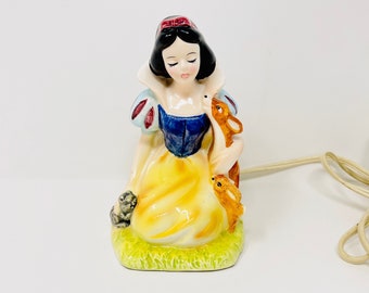 Original 1960's Vintage Enesco Ceramic Snow White Night Light Lamp Walt Disney Productions Gifts Items for Everyone