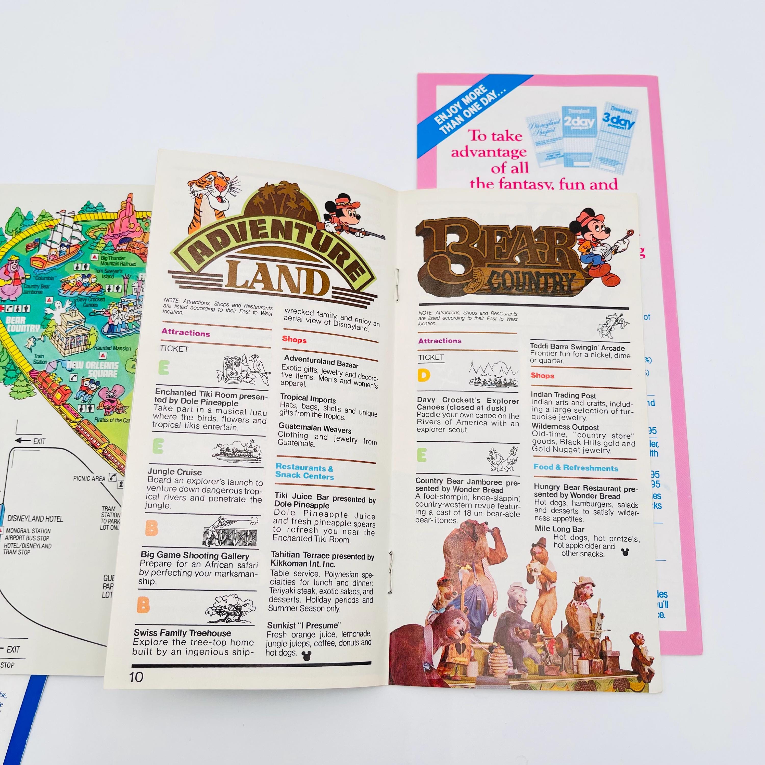 8 Piece Vintage Disneyland Ephemera Brochure Flyer Ticket