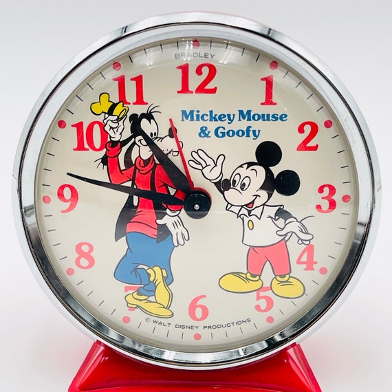 Bradley Mickey Mouse & Goofy Alarm Excellent Clock Original