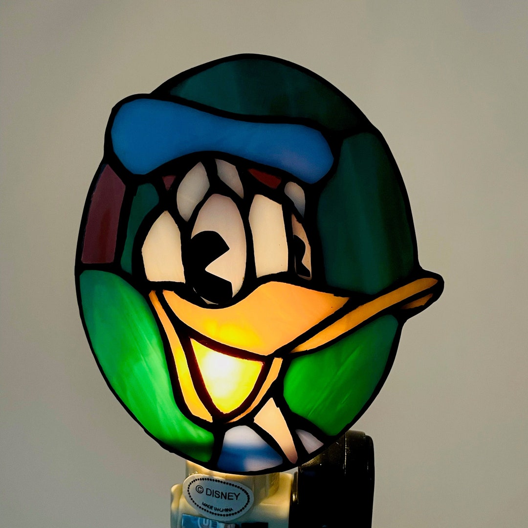 Vintage Donald Duck Stained Glass Night Light Authentic Disney