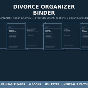 Divorce Organizer Binder Printable, Divorce Planner, Divorce Paperwork Checklist, Financial Worksheets, Court Tracker, 73 Pages