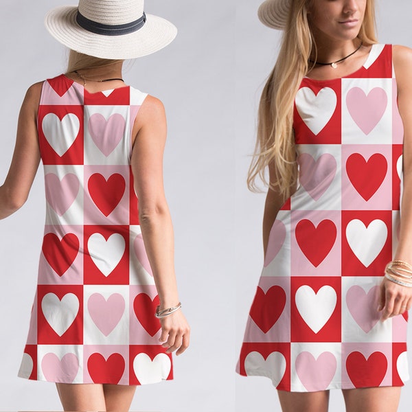 Holiday Lovely Heart pattern Mini dress