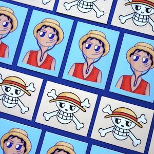 Ein Stück Vinyl-Aufkleber, Monkey D Luffy und Straw Hat Crew Flagge illustrierte Aufkleber