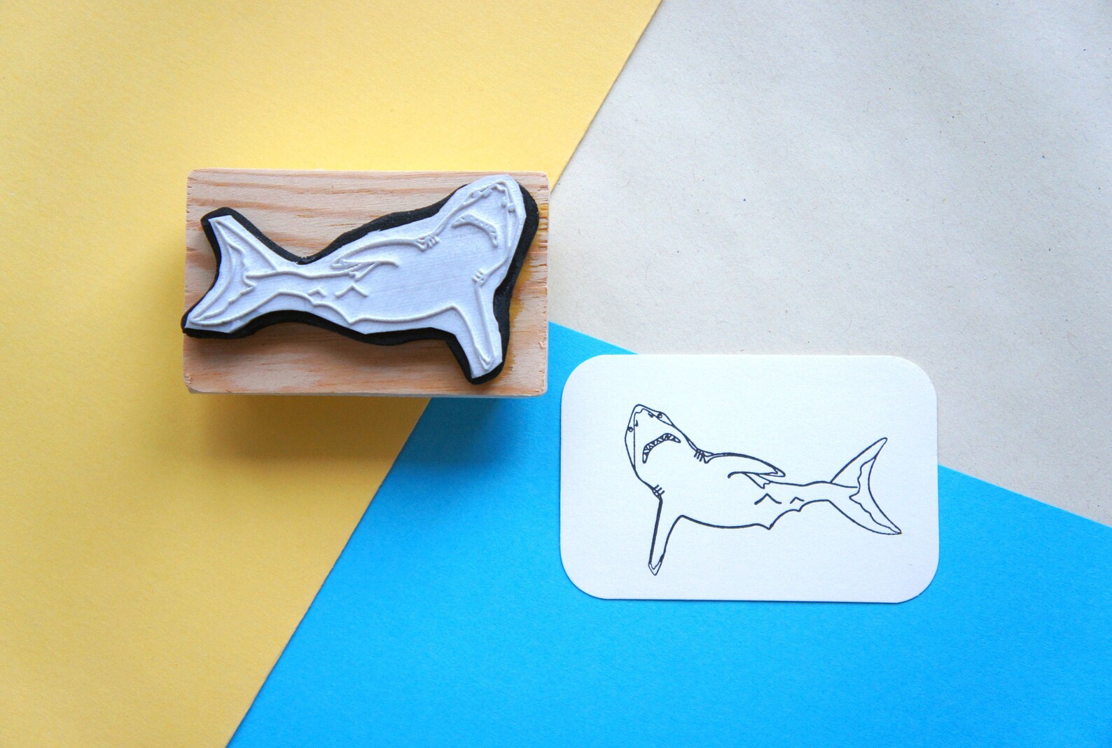Shark Rubber Stamp Great White Sea Creature Wild Animal Etsy UK