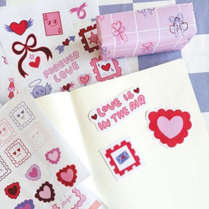 PDF imprimible de San Valentín, páginas ilustradas para manualidades, regalos, diarios y scrapbooking, adornos para diarios, páginas para colorear