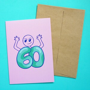 Biglietto per il 60° compleanno con busta in carta kraft, vuota all'interno