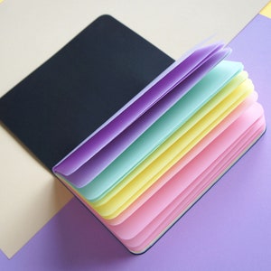 A6 Pastel Rainbow Handmade Notebook, Rainbow journal, Pastel color pages, Kawaii stationery, Cute sketchbook
