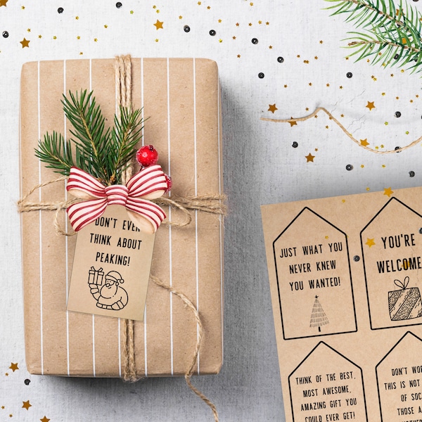 Funny, sarcastic, and Humerous Christmas Gift Tags Digital Download Printable