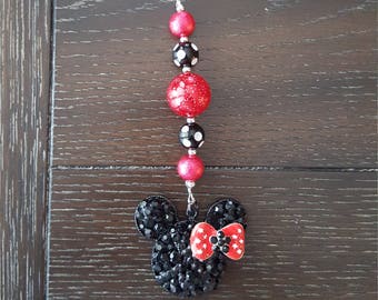 Minnie Mouse Inspired Key chain / Zipper Charm / Backpack Bling / Purse Charm / Disney