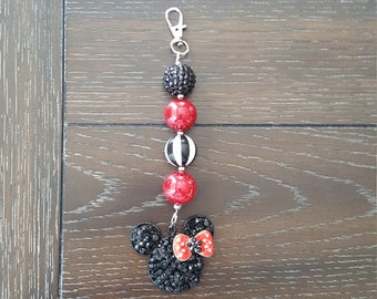 Minnie Mouse Inspired Key chain / Zipper Charm / Backpack Bling / Purse Charm / Disney