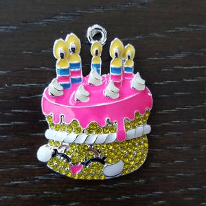 Shopkins Inspired Rhinestone Pendant / Birthday Cake Pendant / Bubblegum Chunky Bead Necklaces