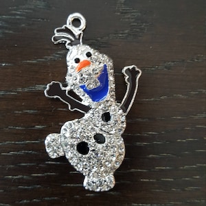 Frozen Olaf Pendant Rhinestone. Princess Sidekick Snowman Snow Worth melting for