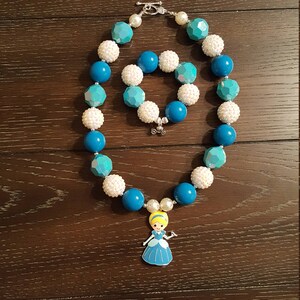 Cinderella Inspired Children's Chunky Bubblegum Bead Necklace & Bracelet / Disney