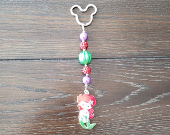 Little Mermaid Ariel Inspired Key Chain / Zipper Charm/ Purse Charm / Backpack Charm / Disney