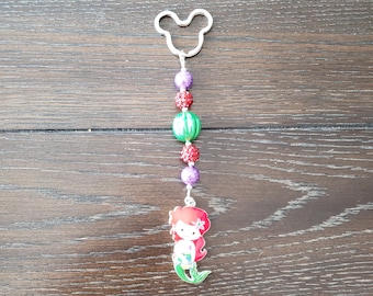 Little Mermaid Ariel Inspired Key Chain / Zipper Charm/ Purse Charm / Backpack Charm / Disney