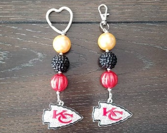 Kansas City Chiefs Inspired Key chain / Zipper Charm / Backpack Bling / Purse Charm / Superbowl