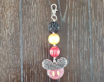 Mickey Mouse Inspired Key chain / Zipper Charm / Backpack Bling / Purse Charm / Disney