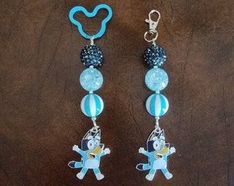 Blue Dog Bluey Inspired Children's Chunky Bubblegum Backpack or Purse Charm / Key Chain / Disney