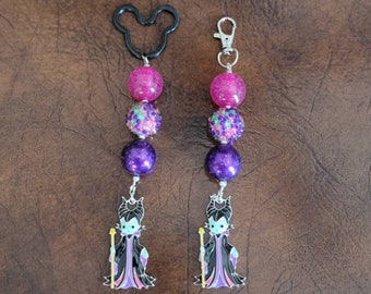 Maleficent Inspired Chunky Bubblegum Key Chain / Backpack or Purse Charm / Mistress of all evil / Villain / Sleeping Beauty / Disney