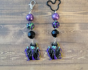 Maleficent Inspired Chunky Bubblegum Key Chain / Backpack or Purse Charm / Mistress of all evil / Villain / Sleeping Beauty / Disney