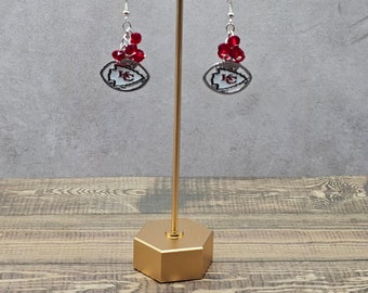 Kansas City Chiefs Inspired beaded KC Arrowhead Football Earrings / Dangle Earrings/ Travis Kelce / Patrick Mahomes/ Taylor Swift