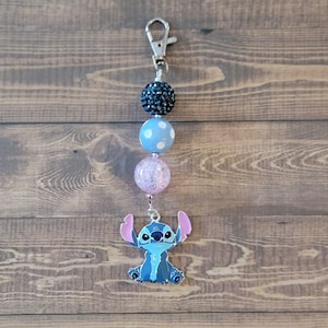 Stitch Alien Inspired Chunky Bubblegum Beaded Key Chain / Backpack or Purse Charm / Lilo and Stitch / Disney