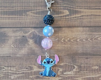 Stitch Alien Inspired Chunky Bubblegum Beaded Key Chain / Backpack or Purse Charm / Lilo and Stitch / Disney