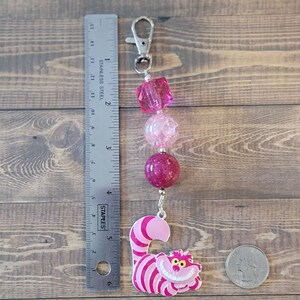 Mischievous Cheshire Cat Inspired Chunky Bubblegum Key Chain / Backpack or Purse Charm / We're all mad here/ Alice in Wonderland / Disney image 6