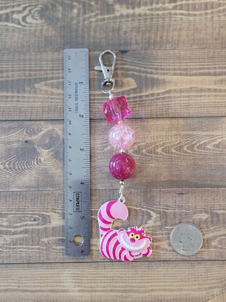 Mischievous Cheshire Cat Inspired Chunky Bubblegum Key Chain / Backpack or Purse Charm / We're all mad here/ Alice in Wonderland / Disney image 6