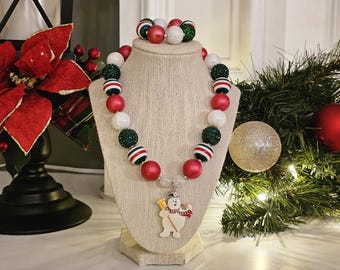 Frosty the Snowman Inspired Chunky Bubblegum Bead Necklace & Bracelet / Snowman / Holidays / Christmas