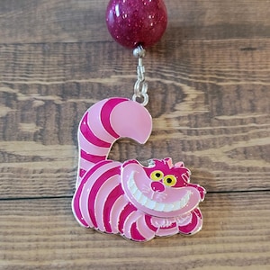 Mischievous Cheshire Cat Inspired Chunky Bubblegum Key Chain / Backpack or Purse Charm / We're all mad here/ Alice in Wonderland / Disney image 3
