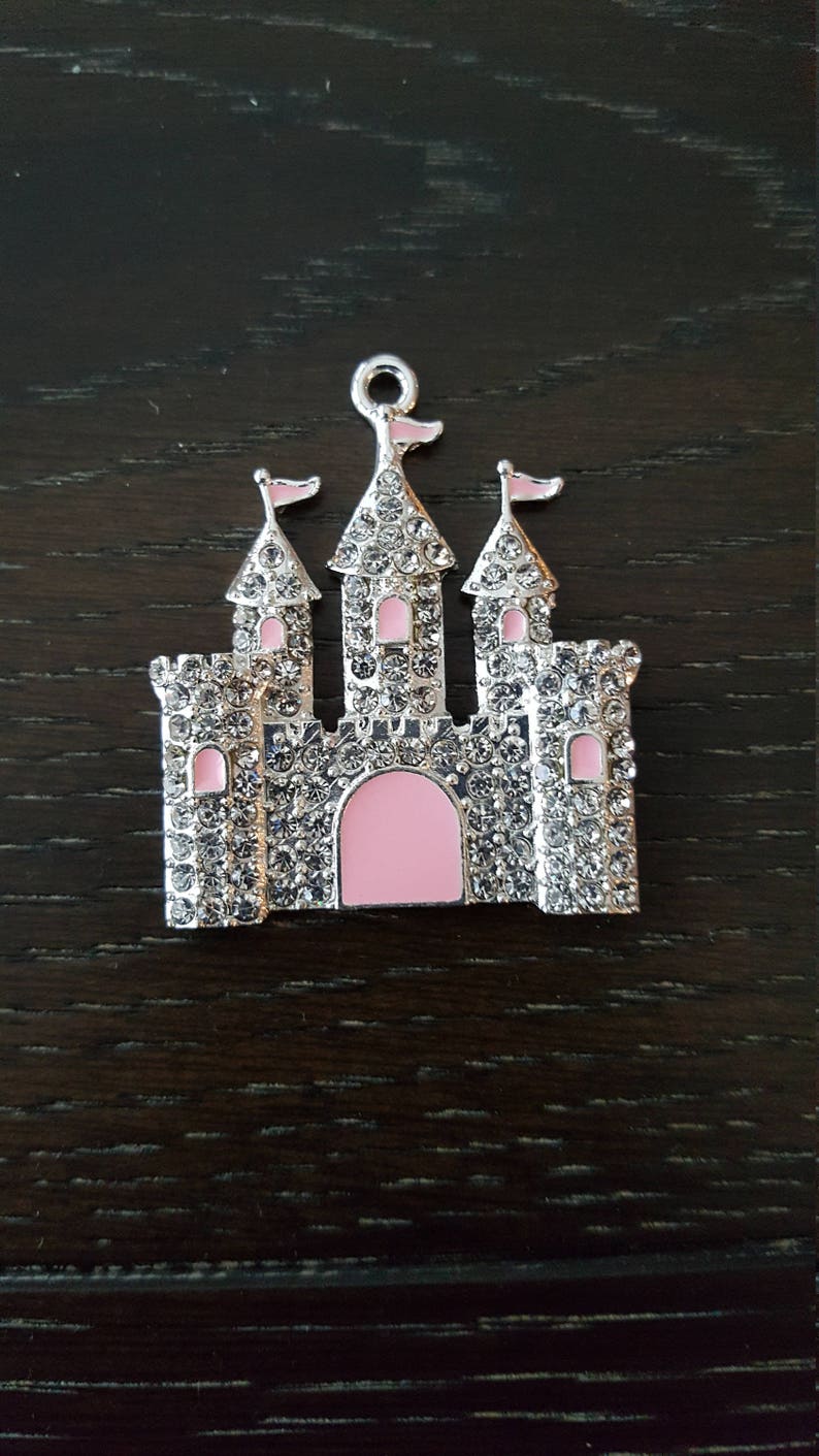 Rhinestone Castle Pendant Pink and Silver for Chunky Bubblegum Etsy