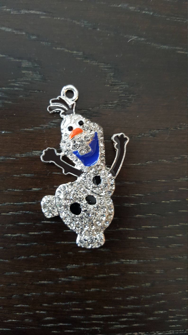 Frozen Olaf Pendant Rhinestone. Princess Sidekick Snowman Snow Worth melting for