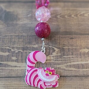 Mischievous Cheshire Cat Inspired Chunky Bubblegum Key Chain / Backpack or Purse Charm / We're all mad here/ Alice in Wonderland / Disney image 4