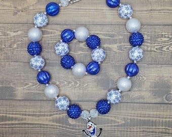 Frozen's Olaf Inspired Children's Chunky Bubblegum Bead Necklace and Bracelet / Disney